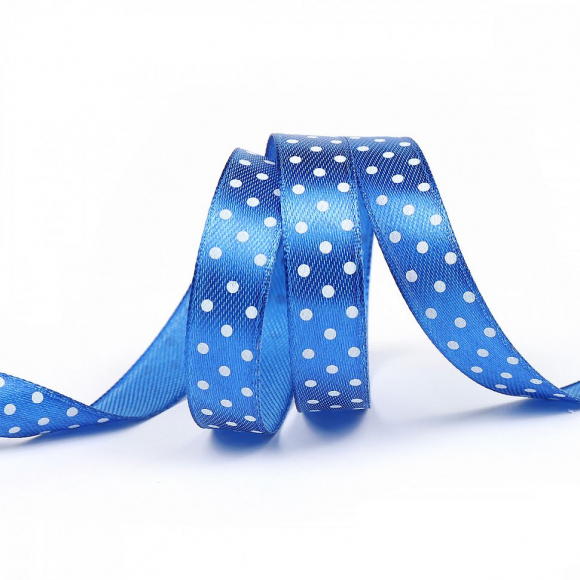 Лента атласная Ideal LDAG123161 Горошек 12мм цв.синий уп.27,4м