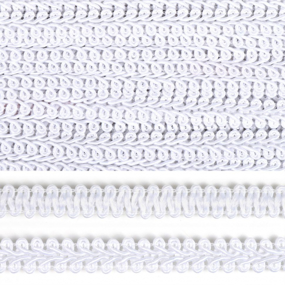 Тесьма TBY Шанель плетеная шир.12мм 0384-0016 цв.F101 белый уп.18,28м