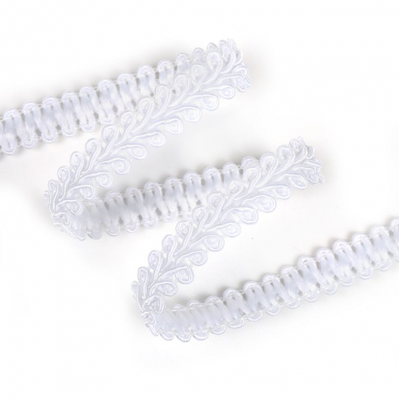 Тесьма TBY Шанель плетеная шир.12мм 0384-0016 цв.F101 белый уп.18,28м