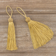 183453_Кисть декоративная на шнуре, длина 120 мм, цвет медовый