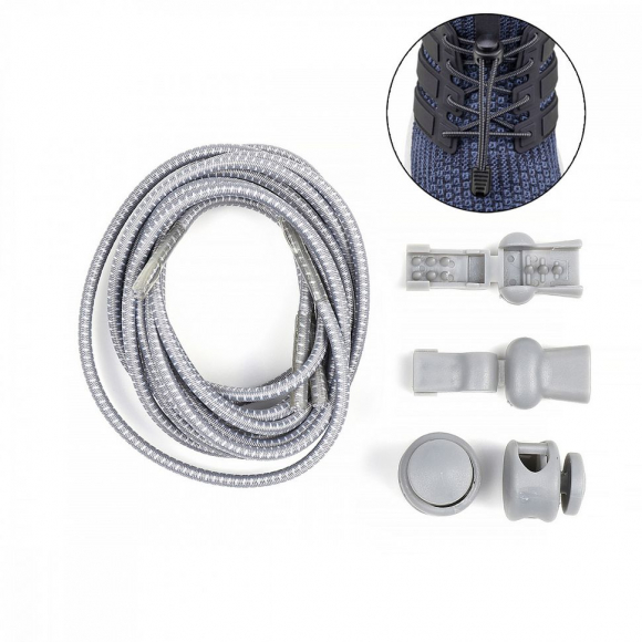 Шнурки эластичные с фиксатором  TBY.RR171 3мм цв.171 серый 5 пар