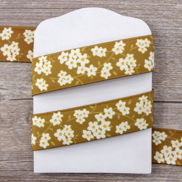 Резинка декоративная, 30 мм, цвет горчичный, 10 м