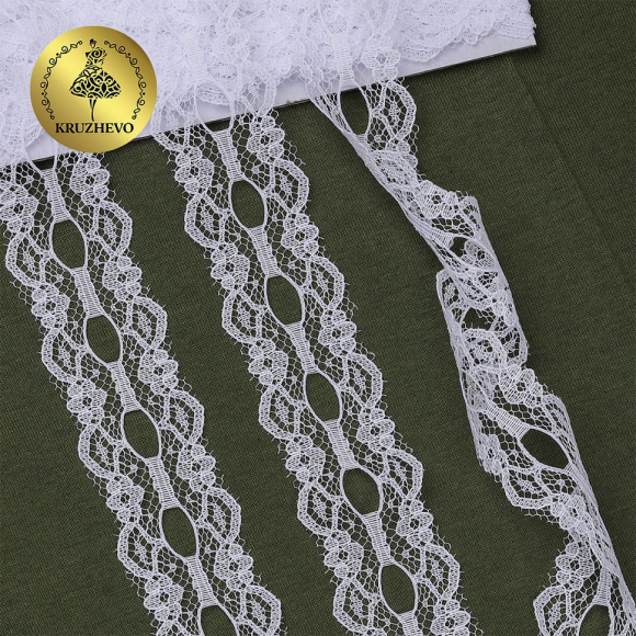 Кружево-трикотаж KRUZHEVO арт.TBY 1671 шир.25мм цв.01 белый уп.9,14м Кружево-трикотаж KRUZHEVO арт.TBY 1671 шир.25мм цв.01 белый уп.9,14м