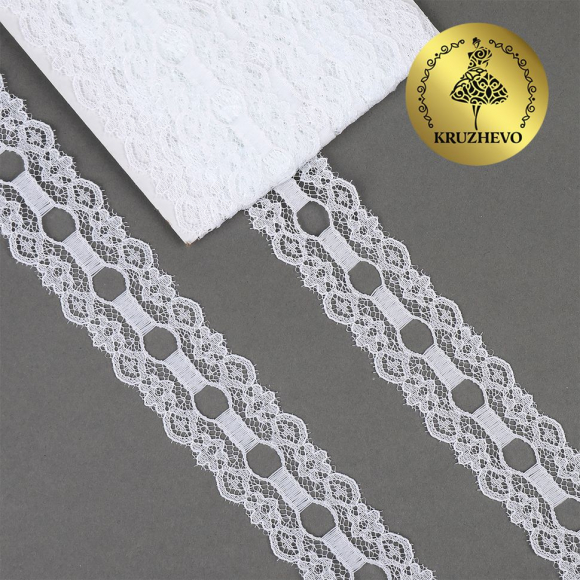 Кружево-трикотаж KRUZHEVO арт.TBY 1671 шир.25мм цв.01 белый уп.9,14м Кружево-трикотаж KRUZHEVO арт.TBY 1671 шир.25мм цв.01 белый уп.9,14м