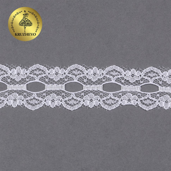 Кружево-трикотаж KRUZHEVO арт.TBY 1671 шир.25мм цв.01 белый уп.9,14м Кружево-трикотаж KRUZHEVO арт.TBY 1671 шир.25мм цв.01 белый уп.9,14м