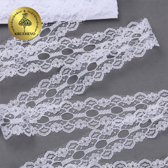 Кружево-трикотаж KRUZHEVO арт.TBY 1671 шир.25мм цв.01 белый уп.9,14м Кружево-трикотаж KRUZHEVO арт.TBY 1671 шир.25мм цв.01 белый уп.9,14м