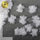 Кружево 3D арт.TBY.1312 Цветы цв.01 белый, уп.9,14м