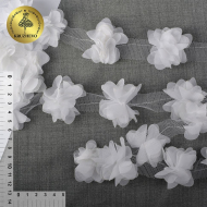 Кружево 3D арт.TBY.1312 Цветы цв.01 белый, уп.9,14м