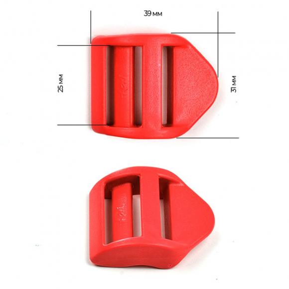 Пряжка регулятор трехщелевая силовая 25мм LS25А цв.красный нагрузка 100 кг уп.40 шт
