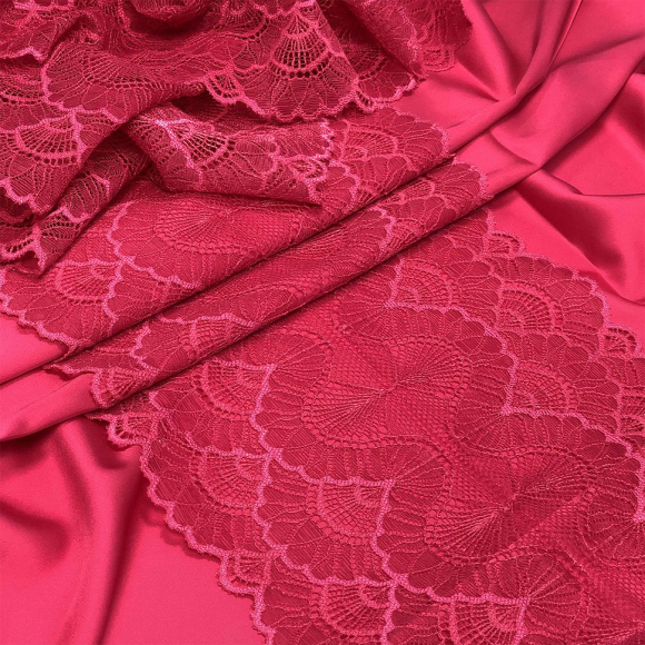 Кружево-стрейч KRUZHEVO арт.TBY.8034 шир.195мм цв.S261 лесная ягода уп.3м