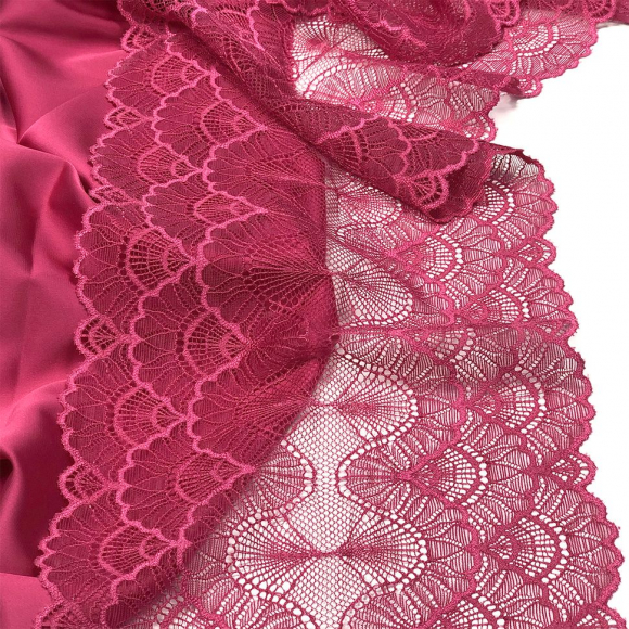 Кружево-стрейч KRUZHEVO арт.TBY.8034 шир.195мм цв.S261 лесная ягода уп.3м