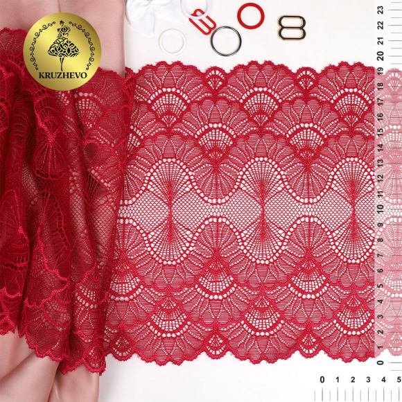 Кружево-стрейч KRUZHEVO арт.TBY.8034 шир.195мм цв.S261 лесная ягода уп.3м