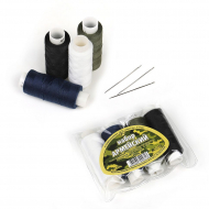 Нитки армированные 45ЛЛ Армейский  150 м цв.черный, т.синий, хаки, белый уп.4шт+3 иголки