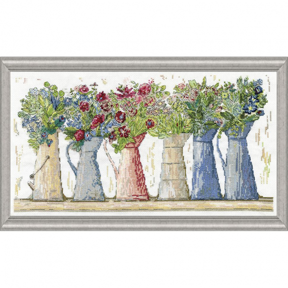 Набор для вышивания DESIGN WORKS арт.3418 Ряд кувшинов 25,5х46 см Набор для вышивания DESIGN WORKS арт.3418 Ряд кувшинов 25,5х46 см