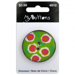 88181_Пуговица My Buttons - Coconut "Lime Flowers"