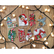 Набор для вышивания LETI арт. L8002 Рождественский набор игрушек 9х8 см
