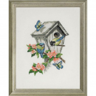 Набор для вышивания PERMIN арт.90-5120 Синицы и клетка 29х37 см