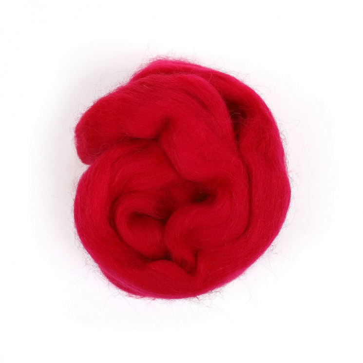 Шерсть для валяния ПЕХОРКА полутонкая шерсть (100%шерсть) 50г цв.084 малиновый мусс