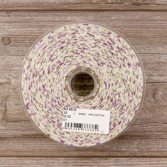 Косая бейка с рисунком SAFISA, арт.6626, 30 мм, 20 м, цвет 01