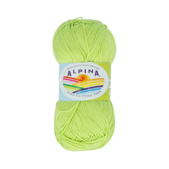 Пряжа ALPINA HOLLY (100% мерсеризованный хлопок) 10х50г/200м цв.145 салатовый Пряжа ALPINA HOLLY (100% мерсеризованный хлопок) 10х50г/200м цв.145 салатовый