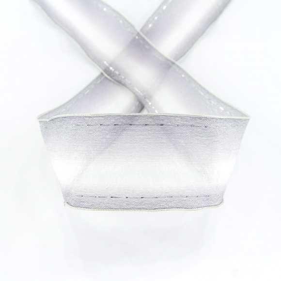 Лента органза с рисунком с проволокой по краю SAFISA, цвет серый, 50 мм, 15 м