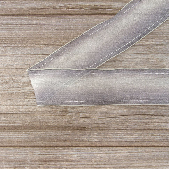 Лента органза с рисунком с проволокой по краю SAFISA, цвет серый, 50 мм, 15 м