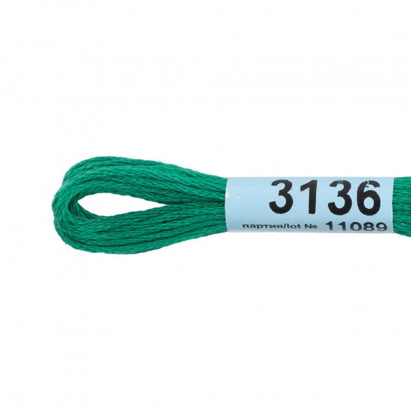 Нитки для вышивания Gamma мулине (3071-3172) 100% хлопок 24 x 8 м цв.3136 ярк.зеленый