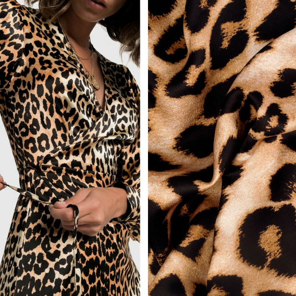 Ткань шелк Армани креп 90 г/м? 97% полиэстер, 3% лайкра шир.148 см арт.Arm.cr.0679.1 цв.01 коричневый рул.24м