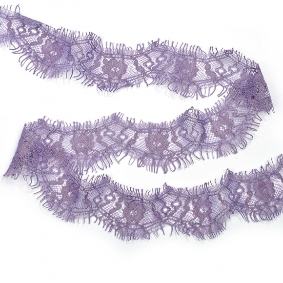 Кружево “реснички” арт.TBY 75637 шир.40мм цв.380 сиреневый уп.30м (по 3м)