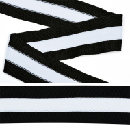 Тесьма TBY трикотажная Лампас KTS0440 шир.40мм цв.чер/бел уп.32м