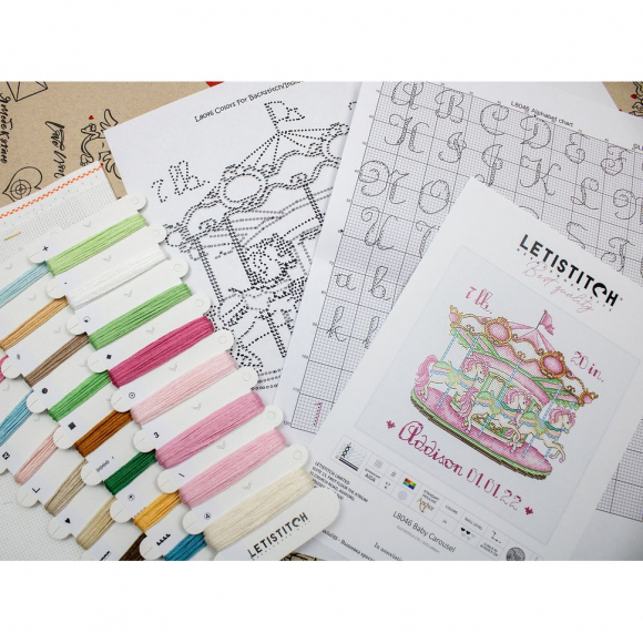 Набор для вышивания LETI арт. L8046 Детская карусель 16,5х15,5 см