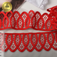 Кружево гипюр KRUZHEVO арт.TR.SUN.06 шир.65мм цв.171 красный уп.9м