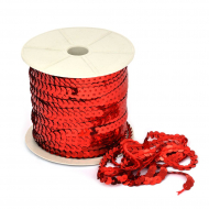 Пайетки плоские на нитях 6мм арт.TBY-F06 цв.03 красный уп.91,4м