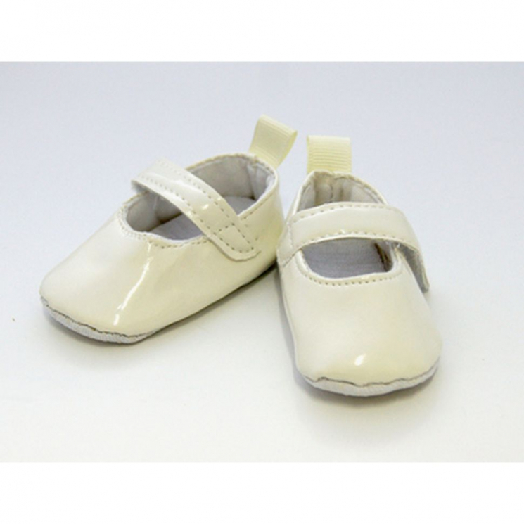 Туфли лакированные для кукол КЛ.25272 размер по подошве 7,5см выс.3см, цв.белый