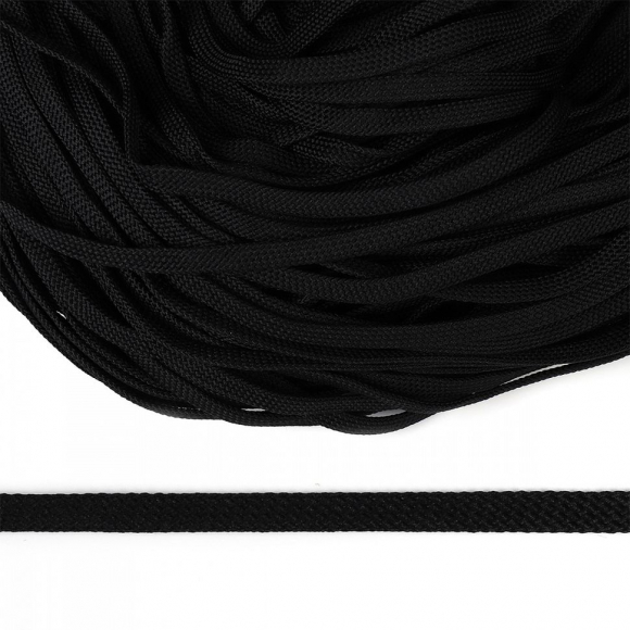 Шнур плоский полиэфир 08 мм арт. 859 цв. черный уп.200м