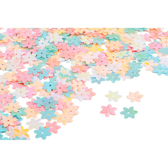 Пайетки россыпью TBY-FLK462 15мм цв.ассорти Цветы уп.50г