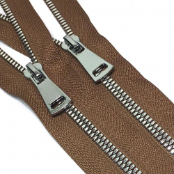 Молния трактор №5 Premium два замка 110см никель D033 карамель