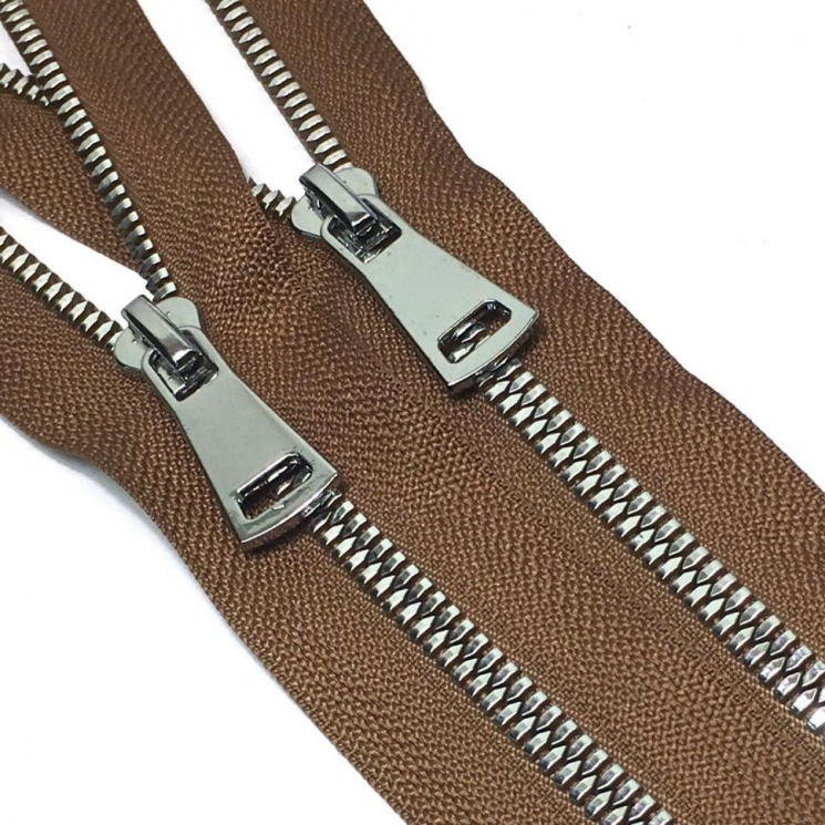 Молния трактор №5 Premium два замка 110см никель D033 карамель