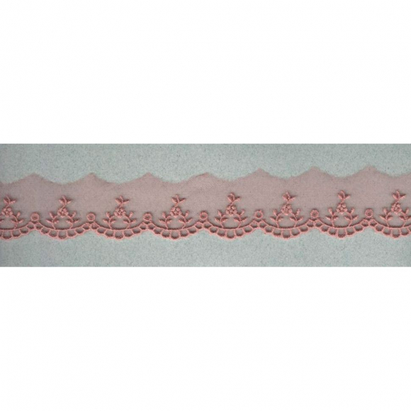 93224_Вышивка на тюле, 30 мм, цвет пыльно-розовый