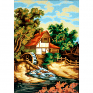 4956_Канва жесткая с рисунком "Вид на мельницу"
