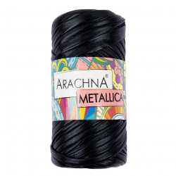 Пряжа ARACHNA METALLICA (100% полиэстер) 4х155г/50м цв.01 черный