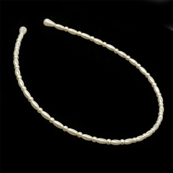 Ободок для волос TBY.AVОB02 цв. молочный бусина 4 мм уп.12 шт