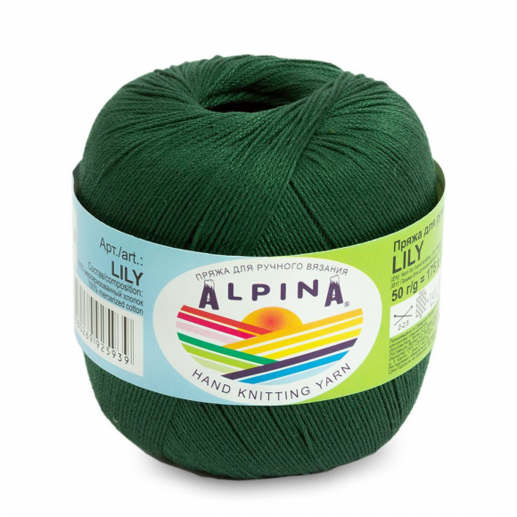 Пряжа ALPINA LILY (100% мерсеризованный хлопок) 10х50г/175м цв.138 зеленый