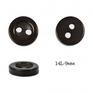 Пуговицы пластик арт.TBY.379.09.PBK цв.черный перламутр, 14L-9мм, 2 прокола, 200шт