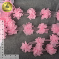 Кружево 3D арт.TBY.1312 Цветы цв.02 нежно-розовый, уп.9,14м