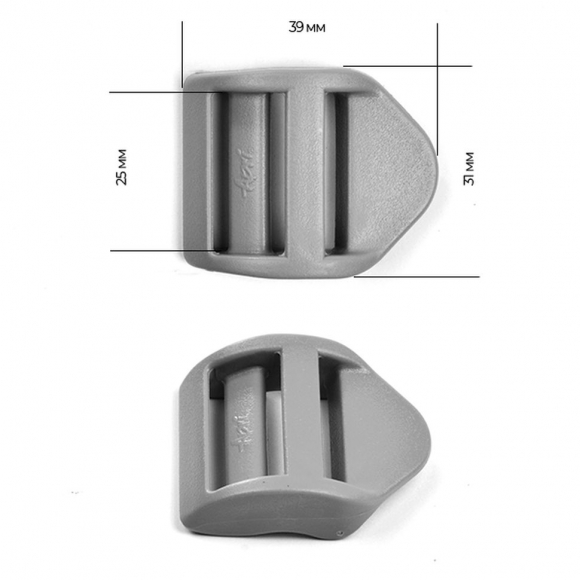 Пряжка регулятор трехщелевая силовая 25мм LS25А цв.серый нагрузка 100 кг уп.40 шт