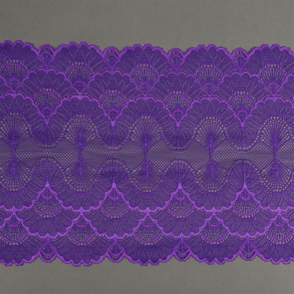 Кружево-стрейч KRUZHEVO арт.TBY.8034 шир.195мм цв.A0507 фиолетовый неон уп.3м
