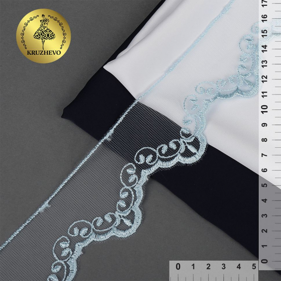 Кружево на жесткой сетке Exclusive арт.TBY 2BS228K1 шир.50мм цв.B1515 голубой уп.13,71м