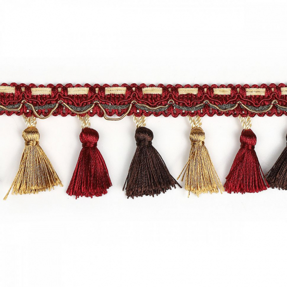 Бахрома для штор с кисточками арт.6152-0306 цв.6473 шир.70мм 100% ПЭ цв.коричневый уп.10м