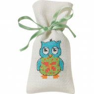 Набор для вышивания PERMIN арт.31-5140 Мешочек Синяя сова 6х12 см